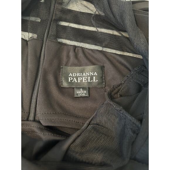 Adrianna Papell Womens Pleated Tiered Black Dress/ Size 6 - Picture 7 of 8